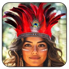 Indian Headdress Peacock Feather Headband Native American Headpiece Carnival ...