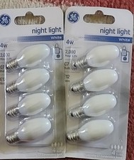 8 Pk GE C7 Light Bulbs Candelabra Base 4W NIGHT LIGHT WHITE 4C7W LB2