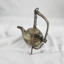 Vintage Brass Tea Pot Genie Lamp 5" long