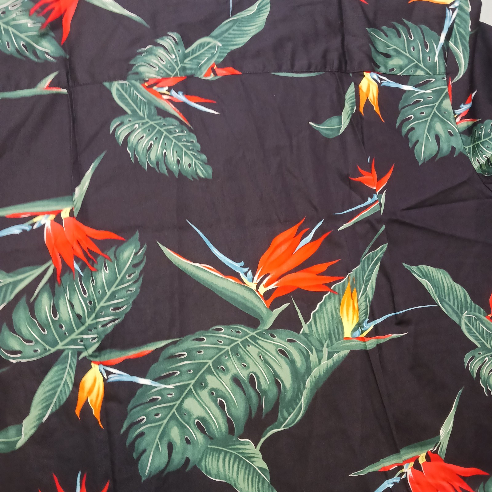 VINTAGE Paradise Found Shirt Black Bird of Paradise Monstera Hawaiian Men's 2XL
