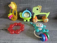 Baby Toys Rattles Teething Various Brands Dino Fish Monkey Sensory Lot G34
