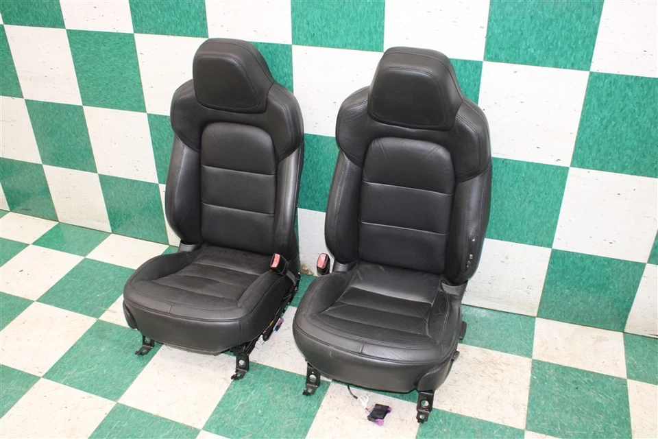 *WEAR* 12' CORVETTE Black Leather Dual Power Bucket Seats Pair 2x OEM Factory - Изображение 3 из 4