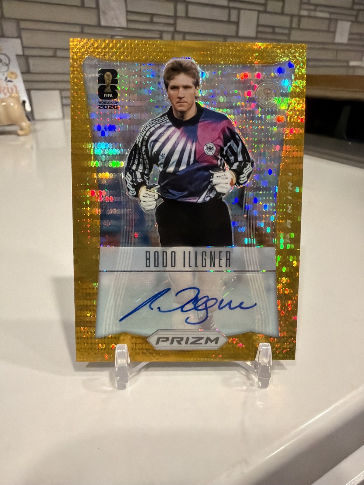 2026 Panini Prizm World Cup Bodo Illgner Gold Pulsar Autograph # 4/10 Germany