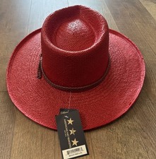 American Hat Makers NWT Bailey Red Straw Western Hat L/XL Cowboy Wide Brim 59cm