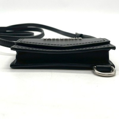 JACQUEMUS Le Porte Azur Card Case Shoulder Bag Black Leather