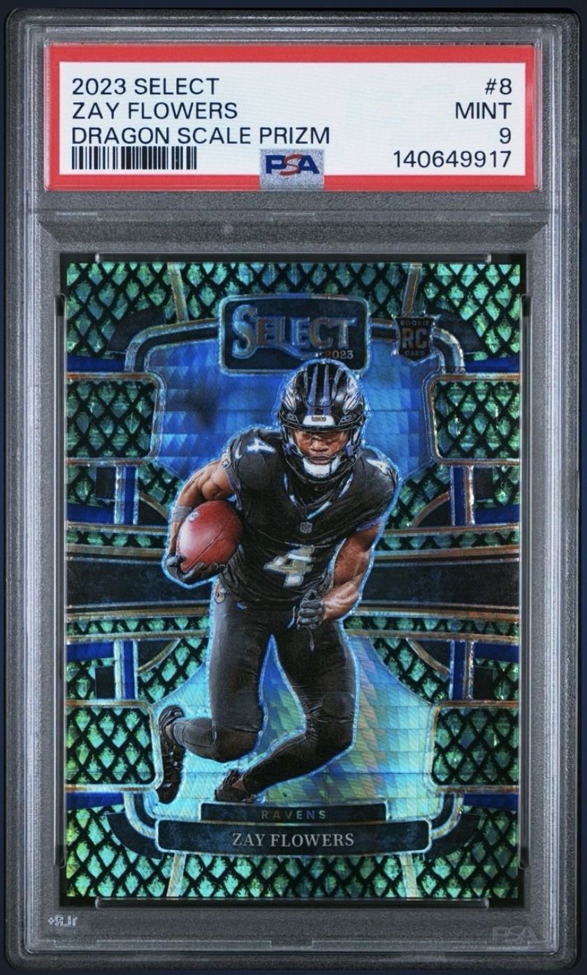 2023 Panini Select - Concourse Zay Flowers #8 Dragon Scale Prizm /70 (RC)