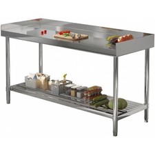 48''x24'' Stainless Steel Table for Prep Work with 3 Side Backsplash for Kitchen