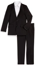 APPAMAN Boys Suit Timeless BLACK 2 Piece Mod SZ 3T $163 NWT Pants Jacket 💥SHARP
