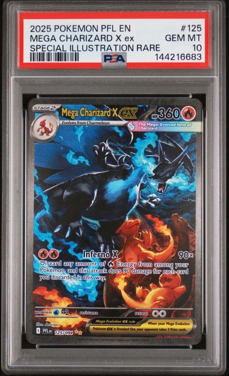 Pokemon 2025 Mega Charizard X ex 125/094 SIR Phantasmal Flames GEM