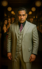 Suit Men's Vtg Vittorio St. Angelo Lt Gray Pinstripe 5 Pc Long Coat Suit 52L