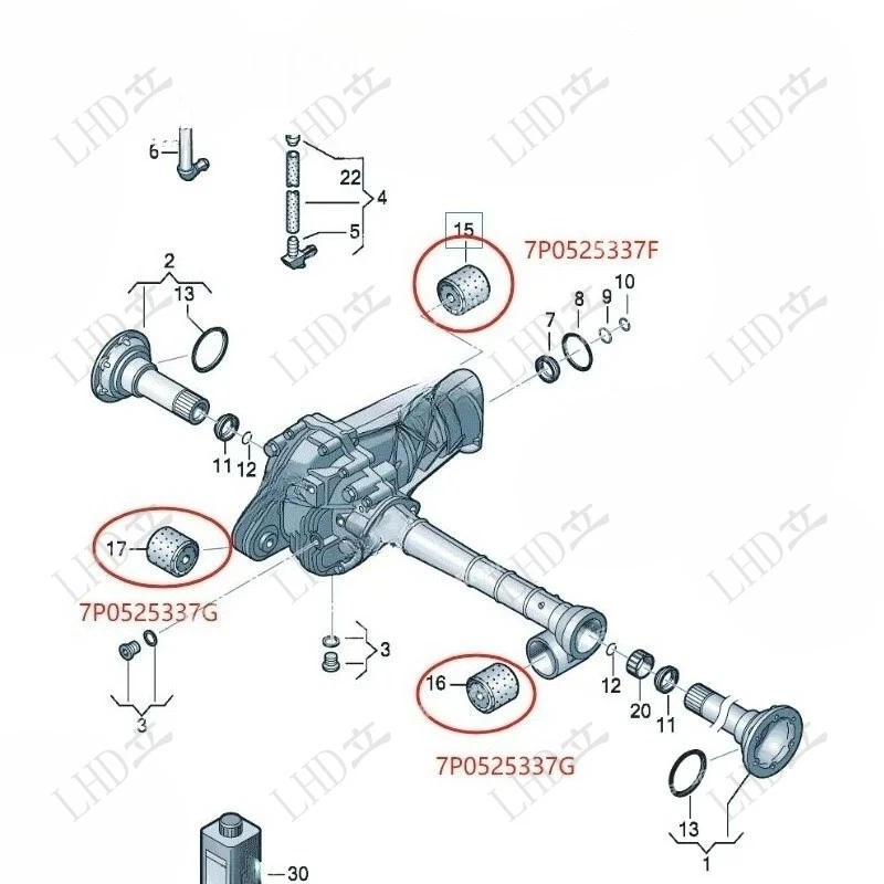3Pcs Differential Bushing Kit For Audi Q7 VW Touareg Amarok Porsche Cayenne New, - Image 2 of 4
