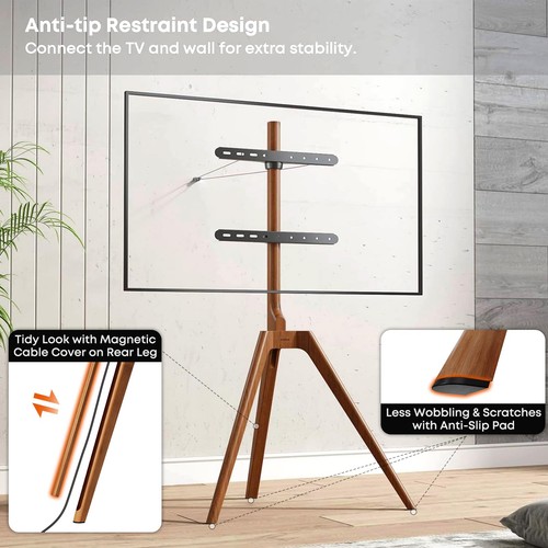 PUTORSEN Premium Holz Staffelei TV Ständer, verstellbares Stativ 45-65 Zoll, Nussbaum  - Bild 7 von 7
