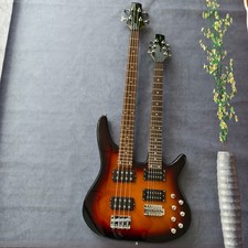Custom Double Neck 6 4 String Bass Guitar Tobacco Sunburst Chrome Hardwa Ship US