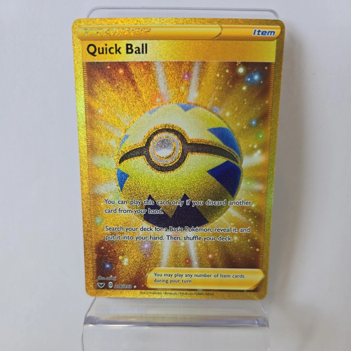 quick ball pokemon card gold QUICK BALL GOLD 216/202 Sword & Shield Secret Rare Pokemon