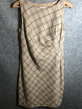 Talbots Dress Women 10P Tan Wool Blend Glen Plaid Sheath Career Business Classic
