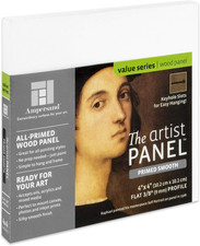 Wood Gesso Artist Painting Panel: Primed Smooth, 4" X 4", 3/8" Flat Profile
