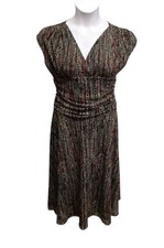 Kenneth Cole New York Dress Medium Polka Dot Stretch Mesh Ruched Waist Classic