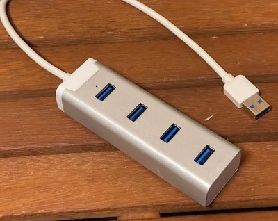 Sharkoon 4-Port USB 3.2 Gen 1 Aluminium Hub, USB-Hub, Silber
