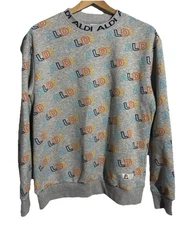 Aldi Gear AOP Gray Sz M Crewneck All Over Print Pullover Adult