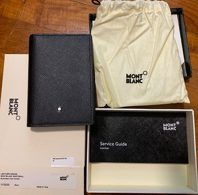 Sartorial 4CC Card Holder Montblanc Black Leather Mini Wallet Italy - Luxury NIB