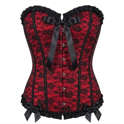 Gothic Red & Black Lace Overbust Corset - 5XL