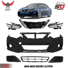 Front Bumper Cover Fascia & Headlight Assembly Kit For 2016-2018 Nissan Altima