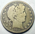 1911 Barber Half Dollar ~ VG Very Good ~ 90% Silver ~ 50c US Type Coin - 1380