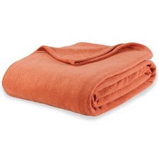 Microfleece King Size Bed Blanket Amberglow Orange Plush 90x108 Inch Soft