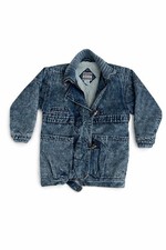 Vintage International Stefano Sherpa Lined Denim Jacket Acid Wash 80s 90s Sz S