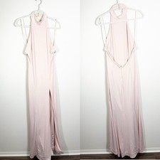 NWT House Of CB Juliette Blush Pink Halter Gown Maxi Dress Medium Formal