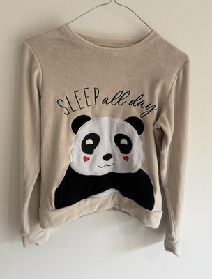 Beige M&Co Panda Fleece Pyjama Set 12 Jahre