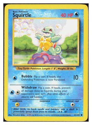 Squirtle Common Base Set 063/102 LP M070