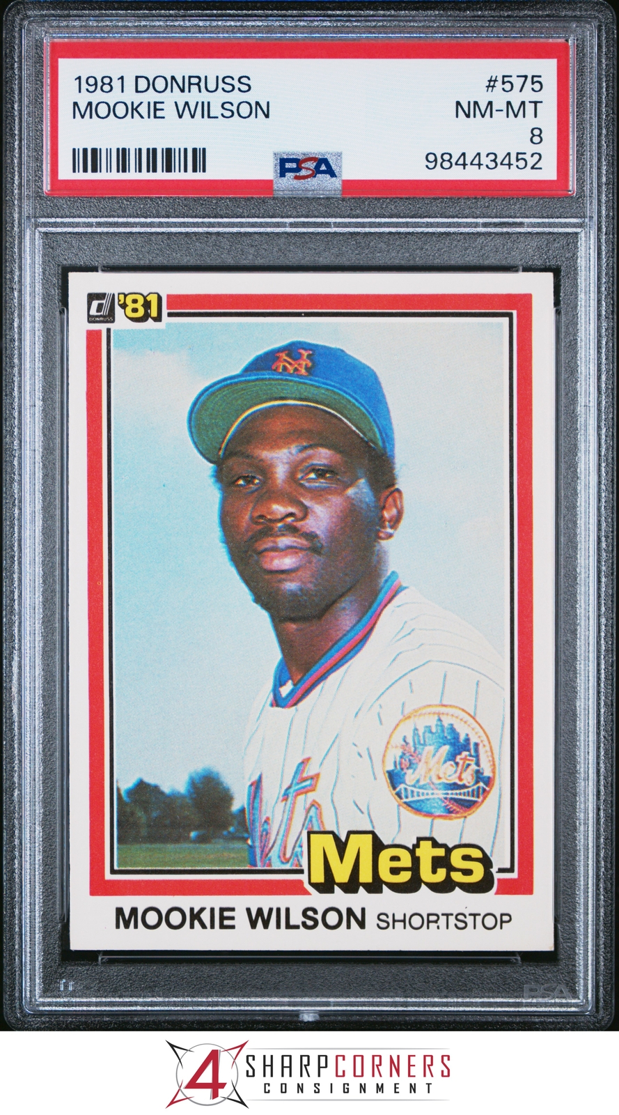 1981 DONRUSS #575 MOOKIE WILSON RC METS PSA 8 B4240085-452