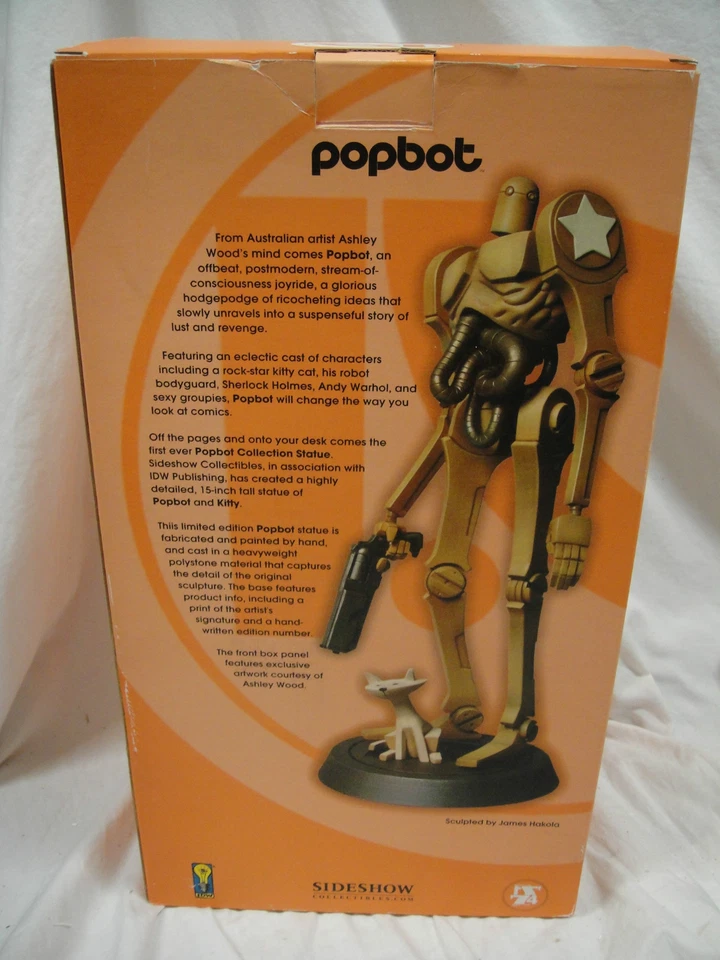 SIDESHOW  POPBOT and KITTY 15" Tall POLYSTONE STATUE #388/500 By Ashley Wood - Image 4 of 4