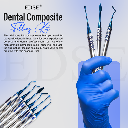Dental Composite Filling Restorative Instruments 6 Pcs Set Blue Titanium Coated - Picture 4 of 7