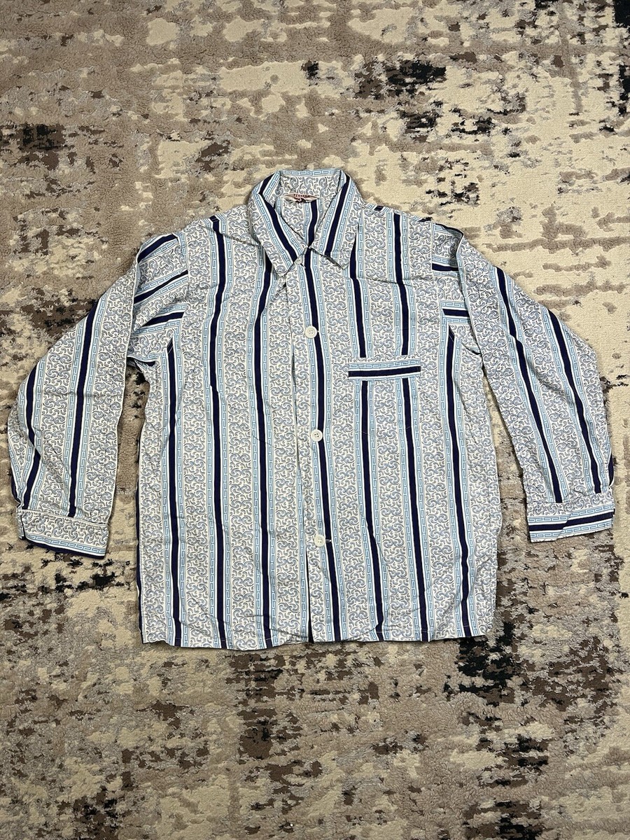 Vintage Towncraft JC Penny Shirt Adult Meidum Blue Paisley Button 
