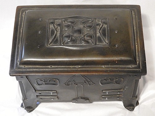 Arts & Crafts Mission humidor Metal Art cigarette Trinket Jewelry chest Chest - Picture 5 of 12