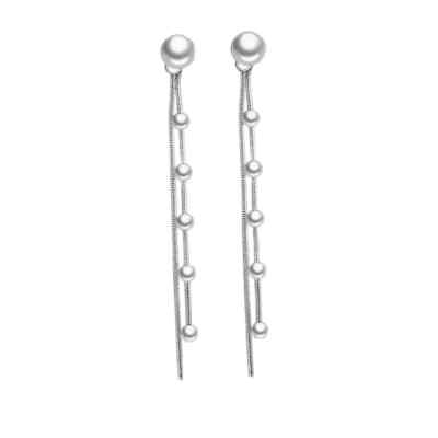 Boucles D'oreilles Percées Argent Avec Cabochon Noir - Modèle 601 Tombant