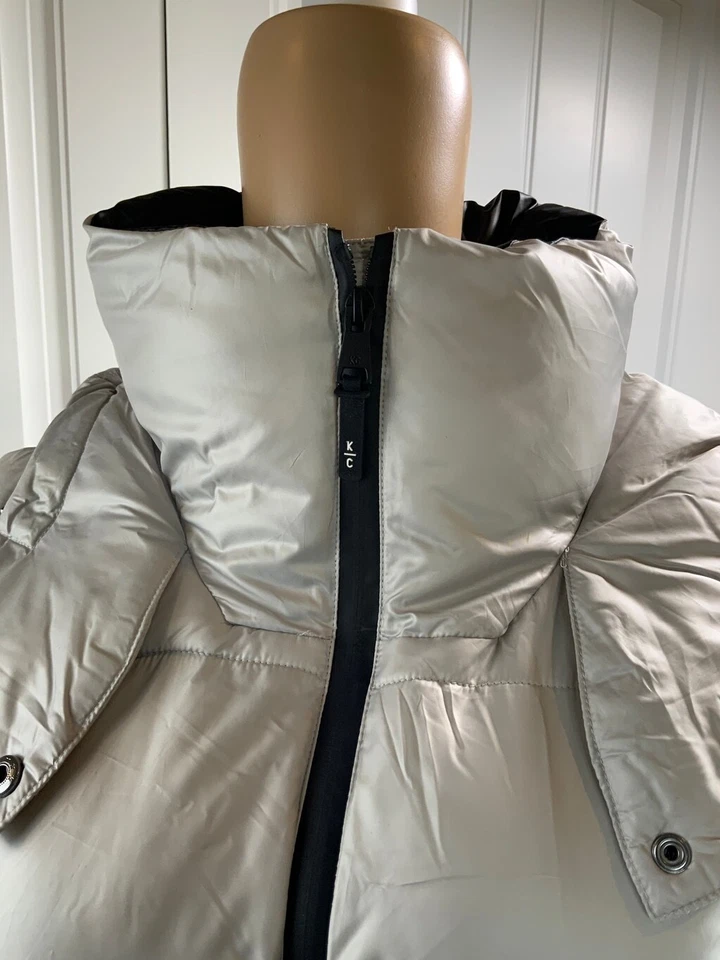 NWT Kenneth Cole Womens Puffer Jacket Hooded Size XS Silver Gorpcore Outdoor Ski - Image 3 of 4