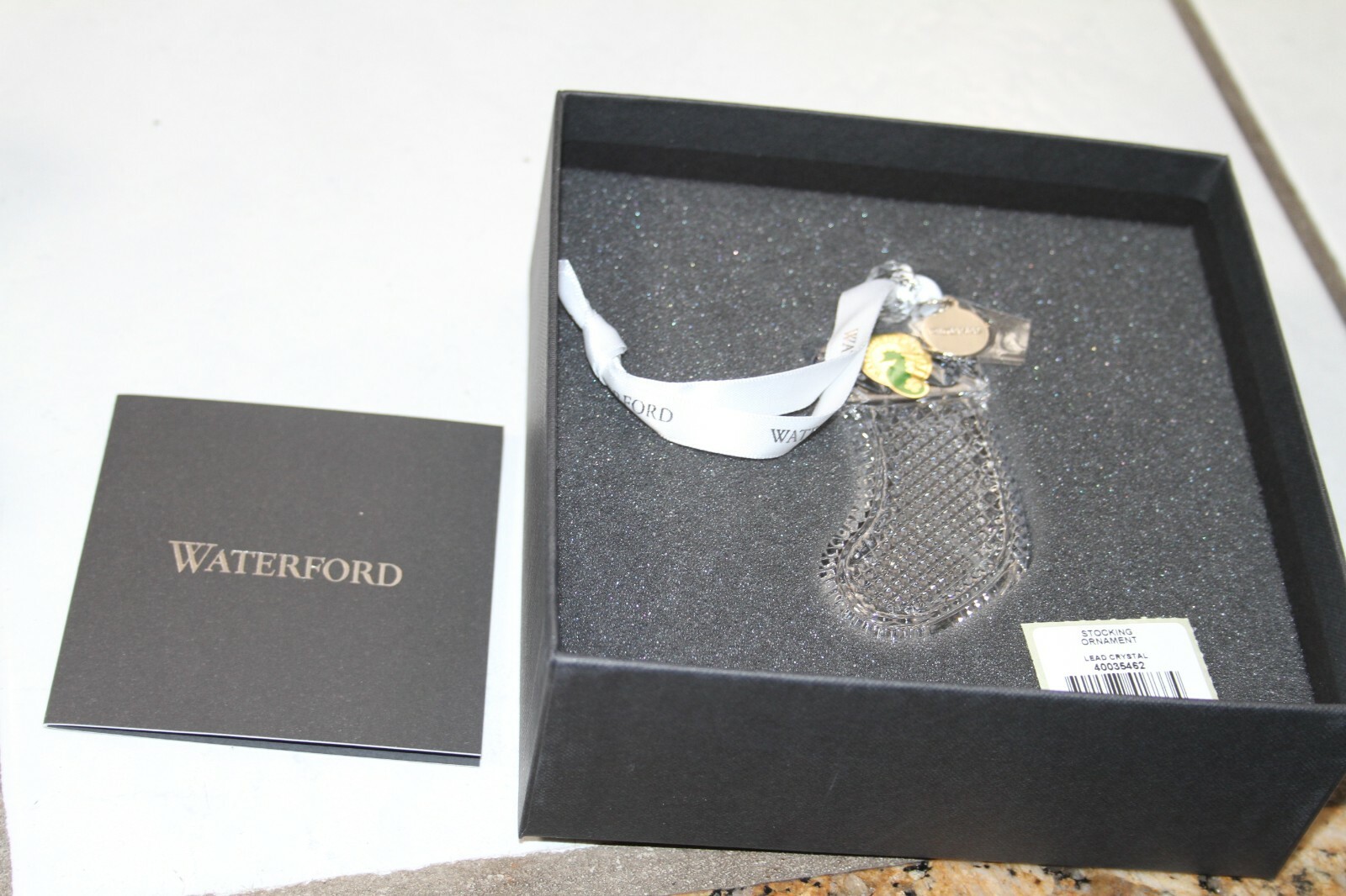 2019 Waterford Stocking Crystal Ornament # 40035462, missing outer sleeve on box