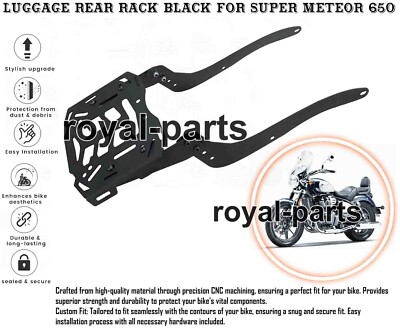 ''LUGGAGE REAR RACK, BLACK'' FIT FOR ROYAL ENFIELD SUPER METEOR 650