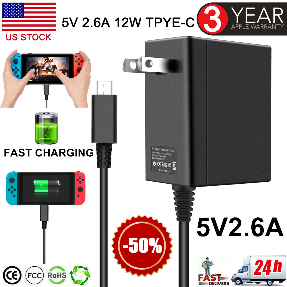 For Nintendo Switch Fast Charging AC Adapter Home Wall Travel