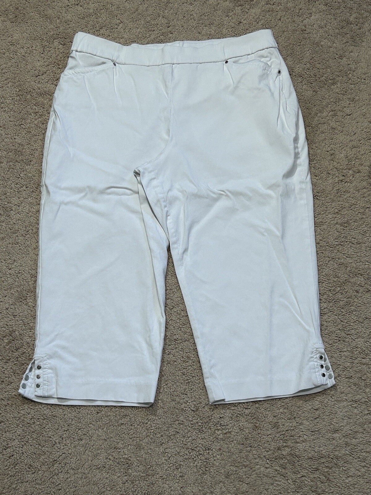 Christopher & Banks Womens Capri Pants Sz 12 White Elastic Waist Stretch Pockets
