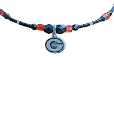 Georgia Black, Red Silver Beaded Wired Choker by Ann Peden
