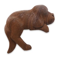 Spaniel Dog Shelf Sculpture Cocker Sleeping Puppy Handmade Wood