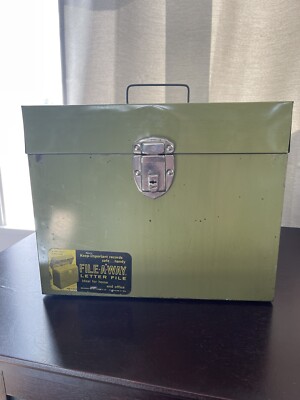 Vintage BALLONOFF Metal FILE•A•WAY Box • Silver Gray 12.5”x10”x5