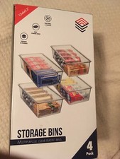 Storage Bins 4 Pack - multipurpose clear plastic bins