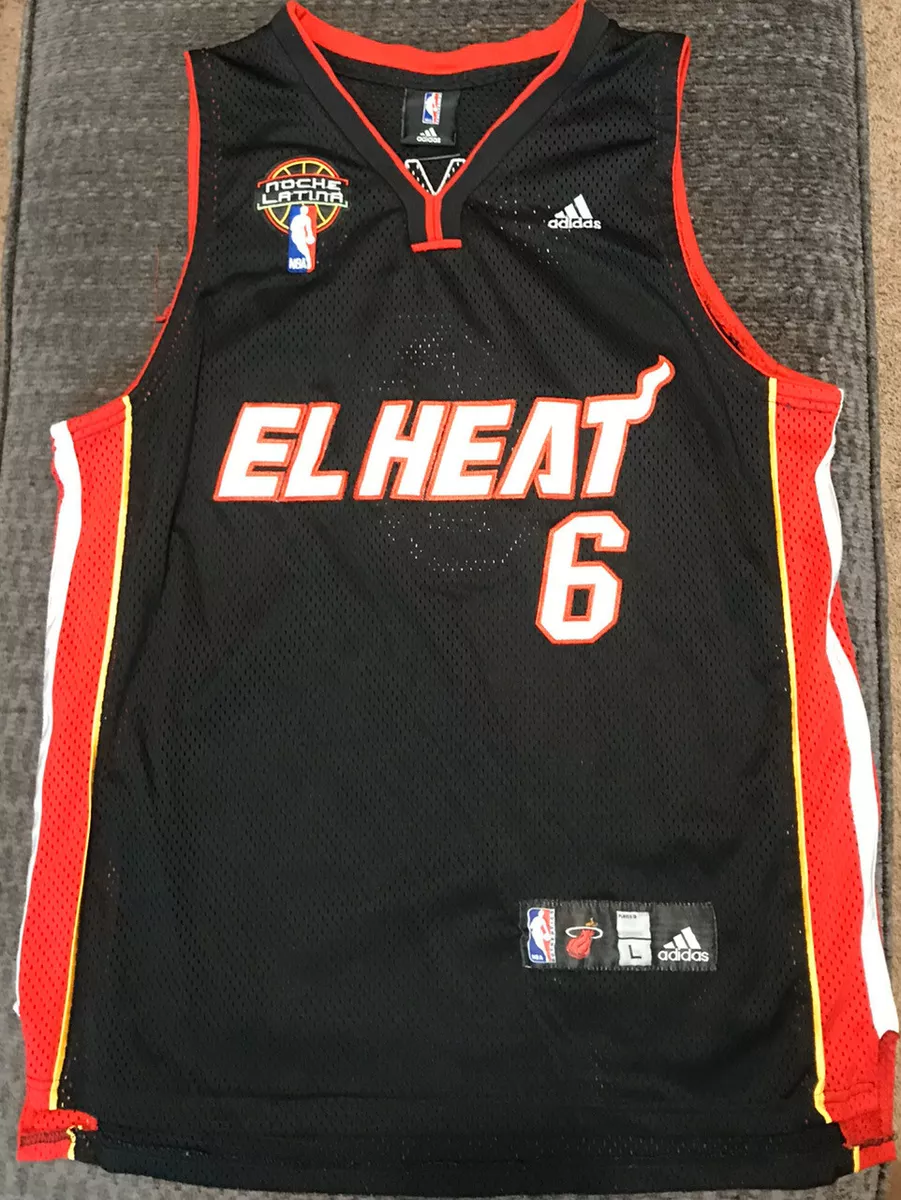 RARE Lebron James “El Heat” Miami Heat NBA Throwback Jersey Mens Large  Stitched