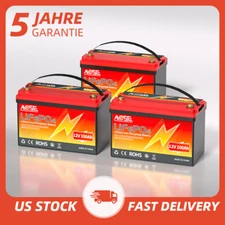 1/2/3 Pack 12V 100Ah LiFePO4 Lithium Battery 15000+Cycle BMS for RV Solar Marine