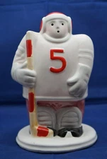 Ceramic Hockey #5 Player White with RED Paint Coin Bank Vintage 1992 Artmark 7”
